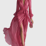 Szilva – sifon ruha V-nyakkal