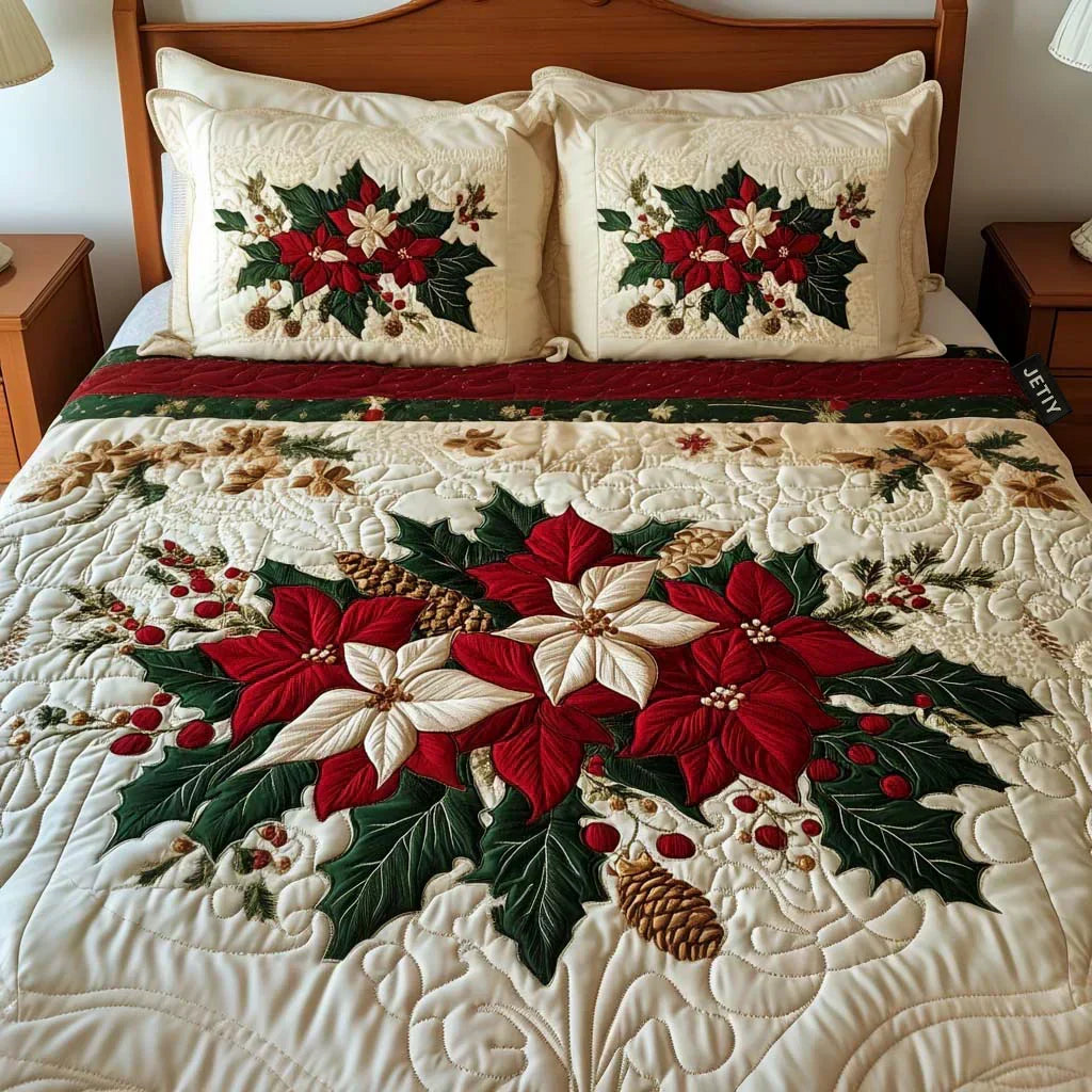 3 részes steppelt ágyneműszett – Poinsettia varázslat