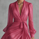 Szilva – sifon ruha V-nyakkal
