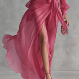 Szilva – sifon ruha V-nyakkal