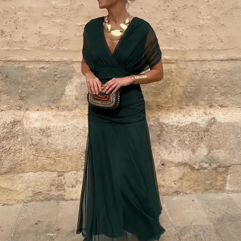 Elegáns, V-nyakú, fantázia partymaxi ruha