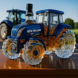 Klasszikus whisky palack traktor New Holland T7 formájában