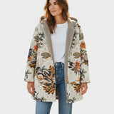 Elena | Boho sherpa kapucnis kabát virágmintával