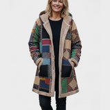 Autumn | Kényelmes patchwork kapucnis pulóver földszínekben