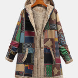 Autumn | Kényelmes patchwork kapucnis pulóver földszínekben