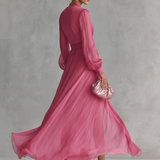 Szilva – sifon ruha V-nyakkal