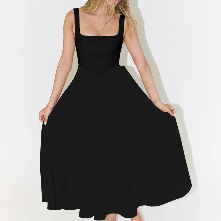 Grace | Vestido midi fluido con escote cuadrado