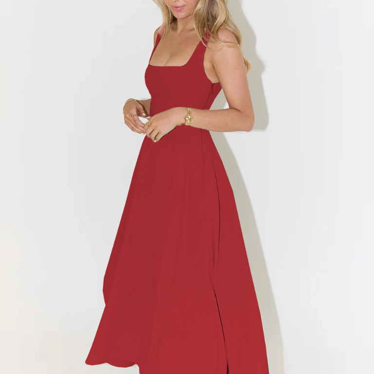 Grace | Vestido midi fluido con escote cuadrado