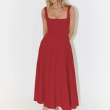 Grace | Vestido midi fluido con escote cuadrado
