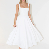 Grace | Vestido midi fluido con escote cuadrado
