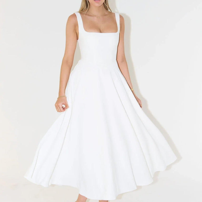 Grace | Vestido midi fluido con escote cuadrado