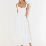 Grace | Vestido midi fluido con escote cuadrado