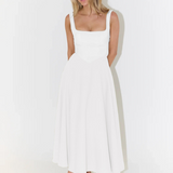 Grace | Vestido midi fluido con escote cuadrado