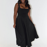 Grace | Vestido midi fluido con escote cuadrado