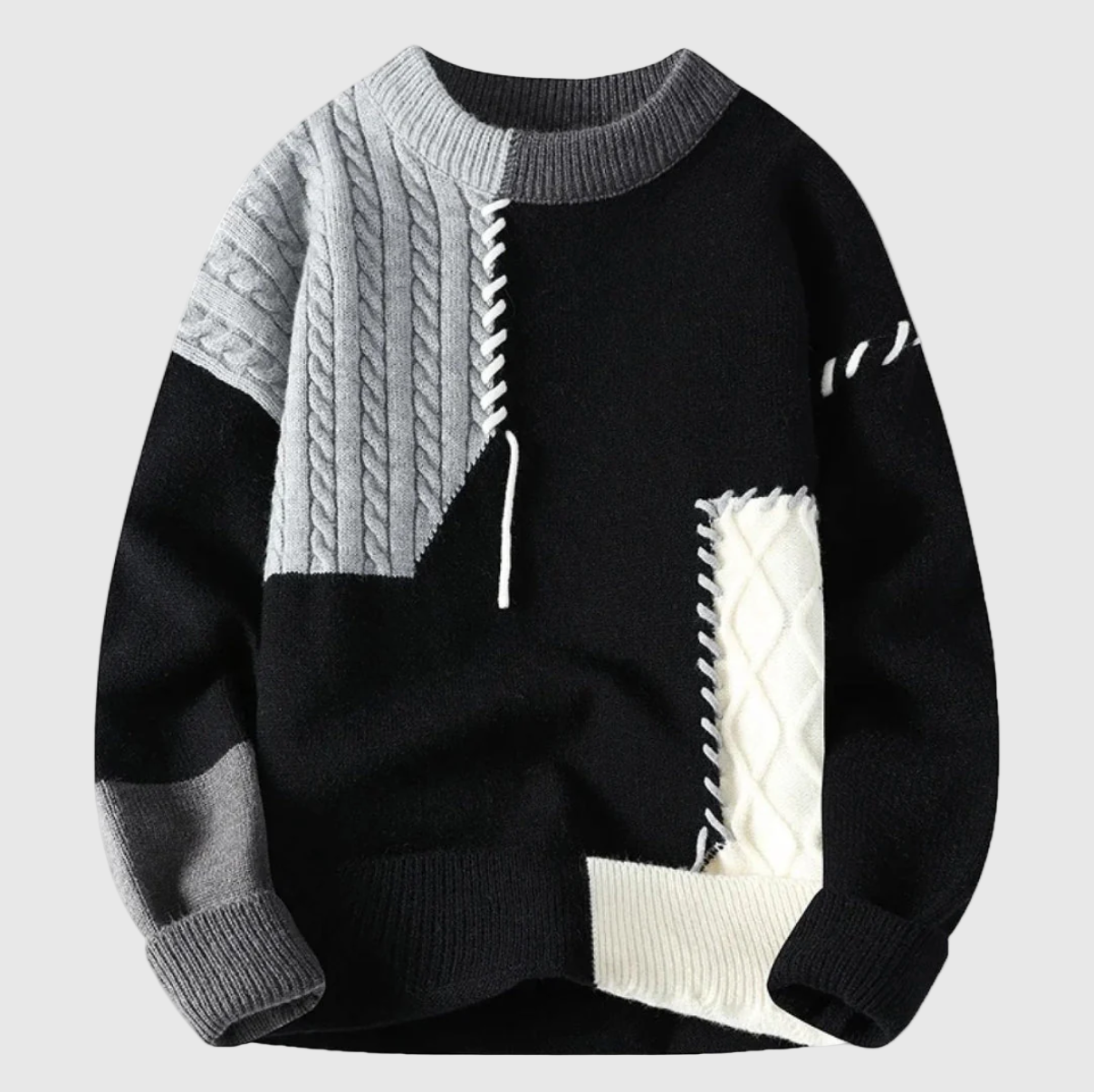 Jordán – Kötött pulóver patchwork mintával