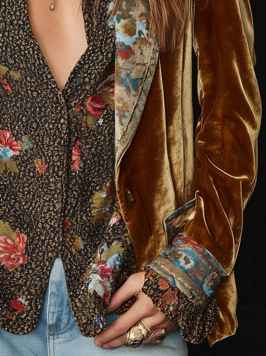 Ágica | Patchwork Blézer Vintage Virágmintával