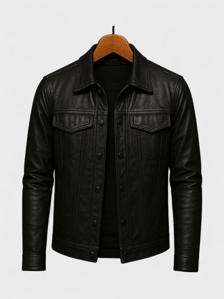Gustav | Bőrhatású trucker dzseki – 3. kép