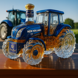 Klasszikus whisky palack traktor New Holland T7 formájában