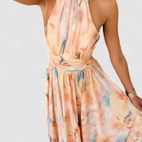 Esther | Vestido de Cuello Halter con Estampado de Acuarela