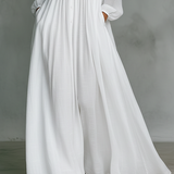 Rozália – patchwork len maxi ruha állógallérral