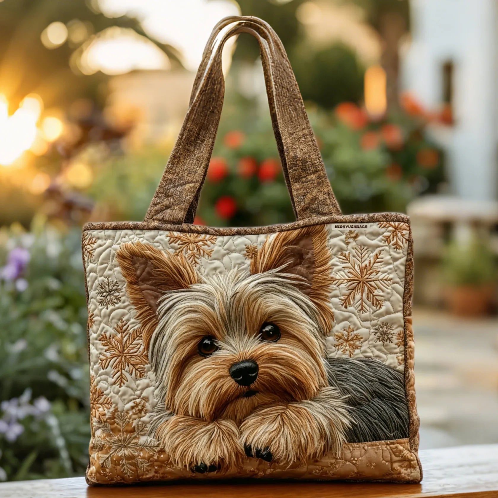 Kézzel készített csillogó yorkie táska