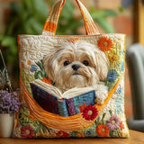 Kézzel készített shih tzu táska könyvvel és virágokkal