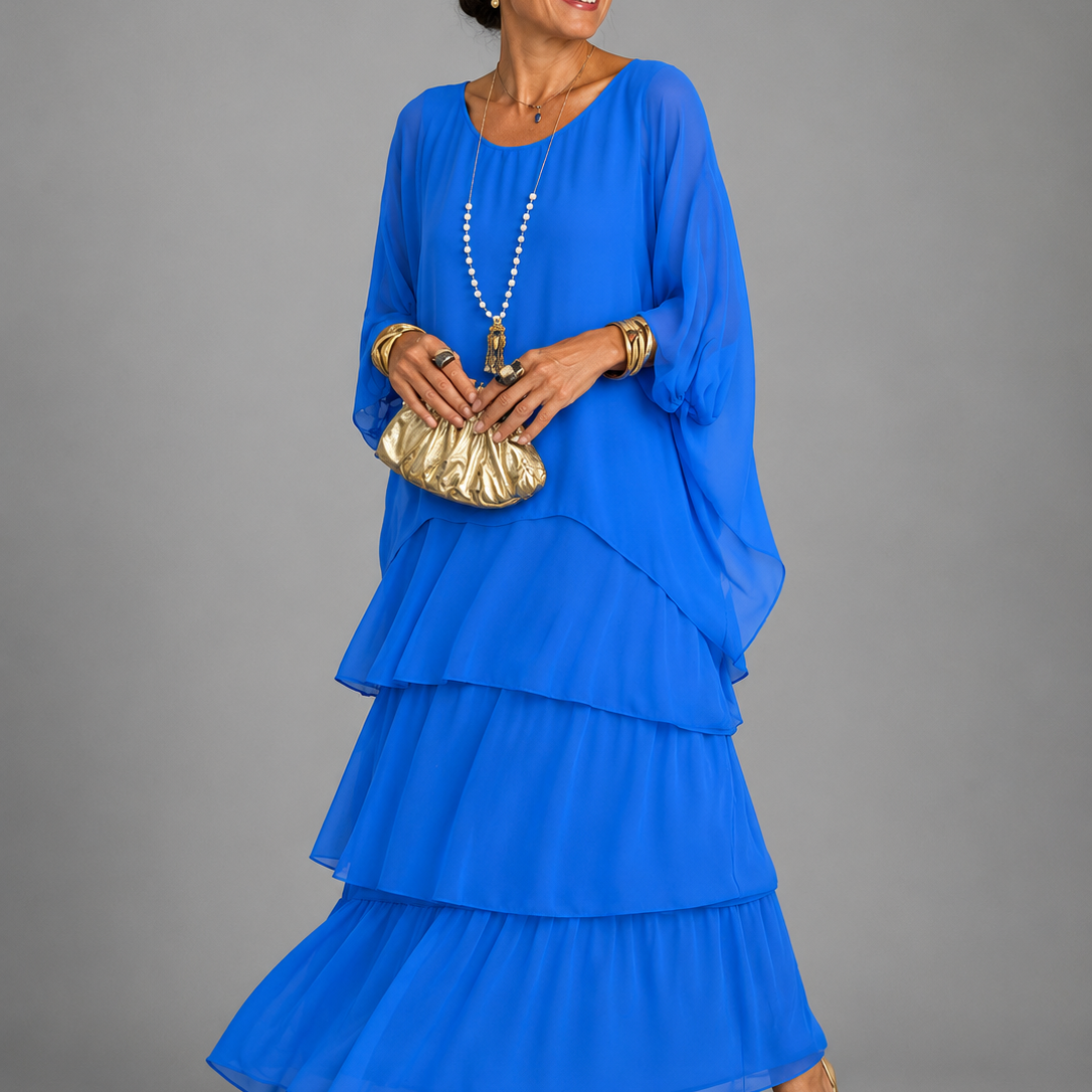 Júlia – elegáns lenge maxi ruha – Kék