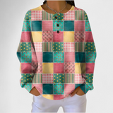 Linda | Pasztell patchwork waffel pulóver