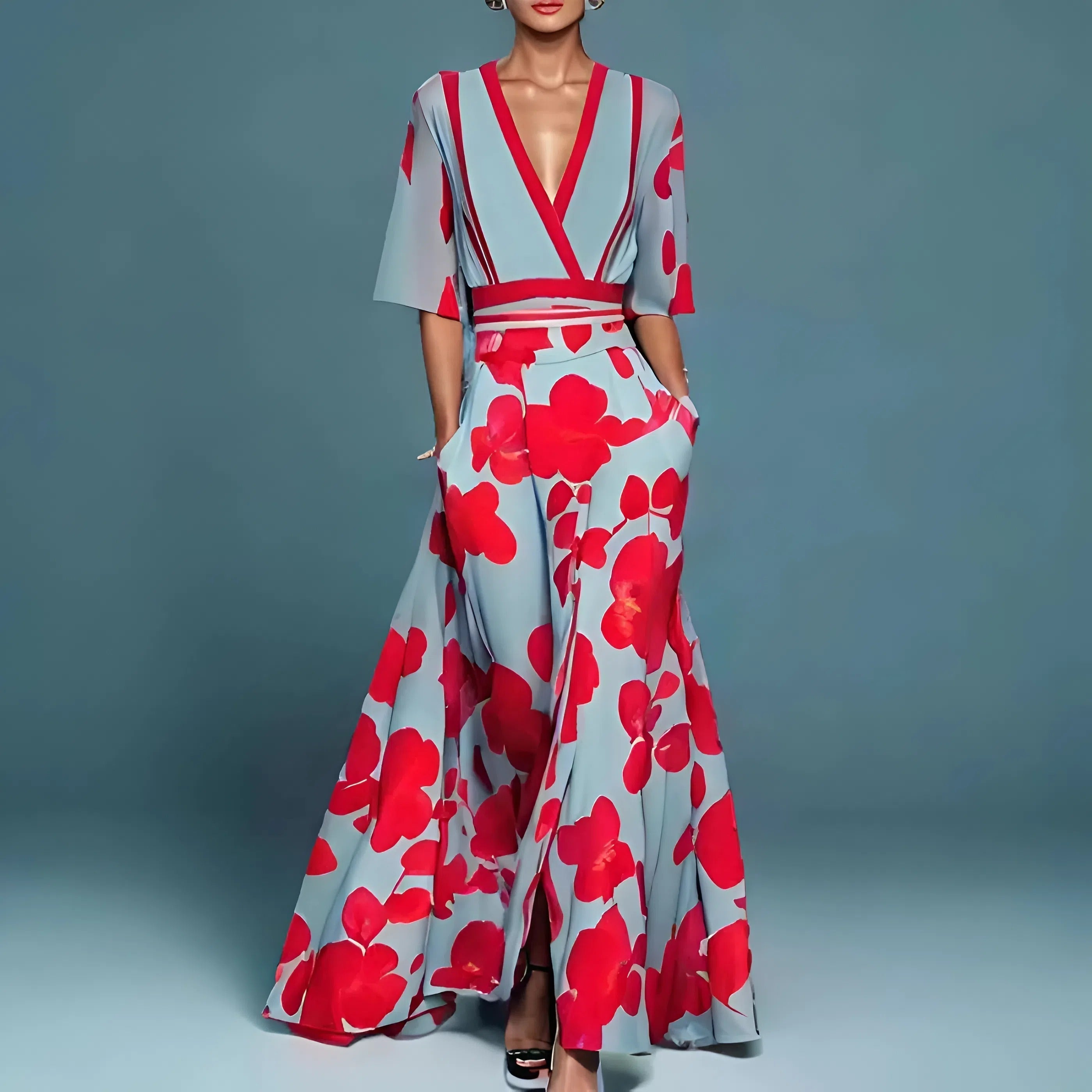 Valentina | Elegáns hosszú ruha mély nyakkivágással