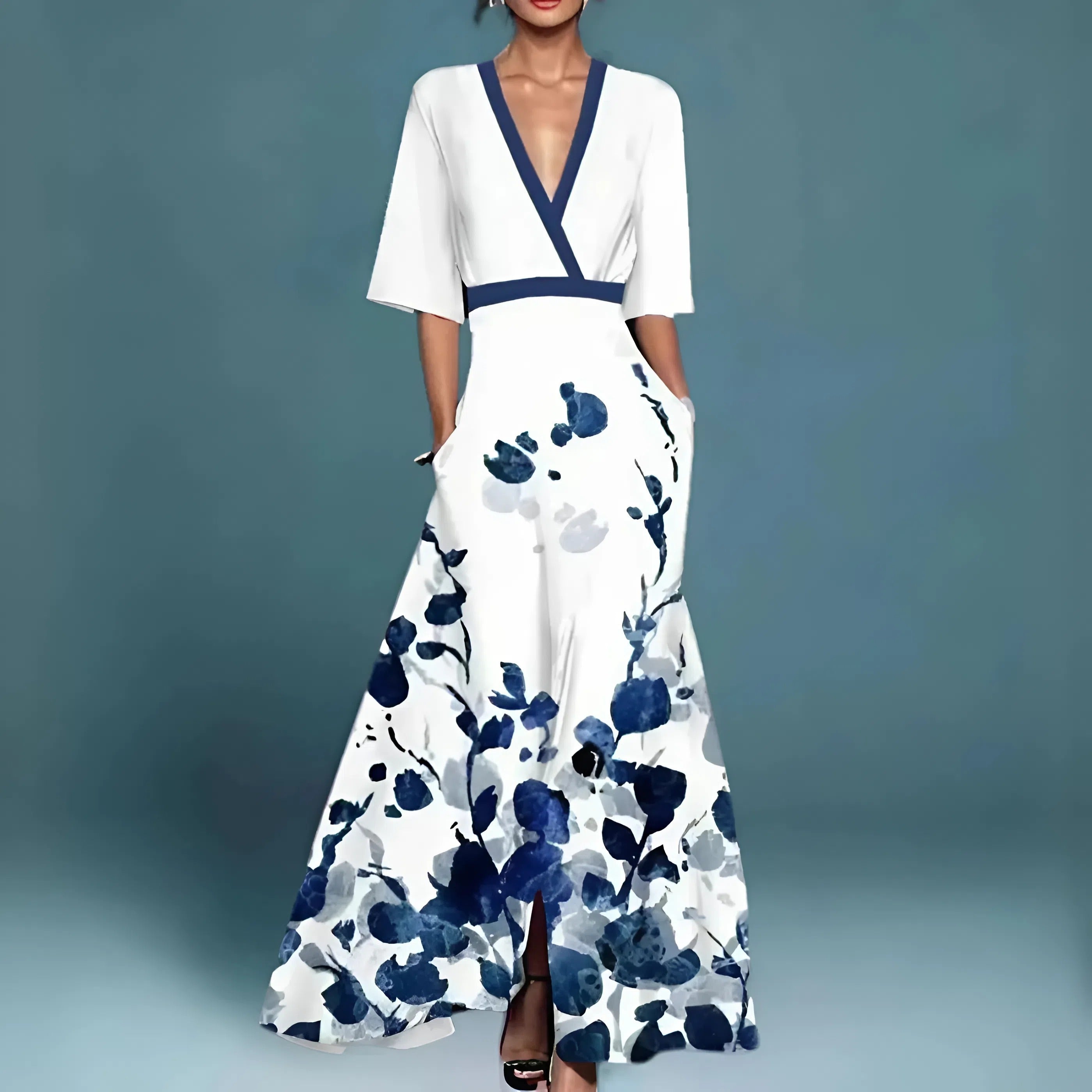 Valentina | Elegáns hosszú ruha mély nyakkivágással