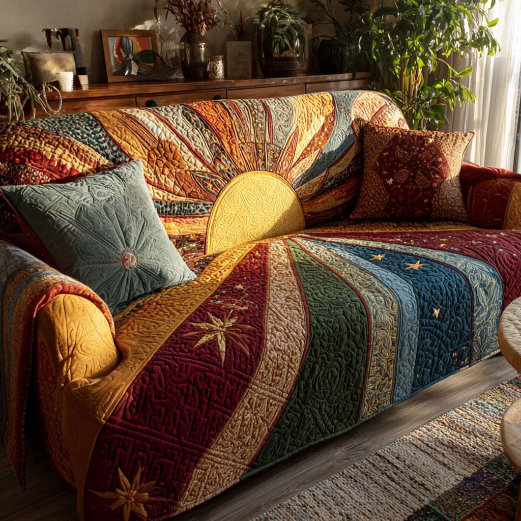 Steppelt kanapéhuzat – Rusztikus patchwork Sonnenaufgang
