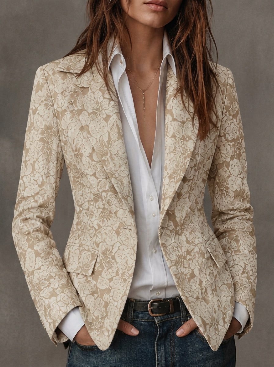 Vica | Jacquard Blézer Paisley Mintával – Krémszínű