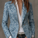 Vica | Jacquard Blézer Paisley Mintával – Égkék